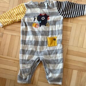 Cozy Striped Dinosaur Kids Footie